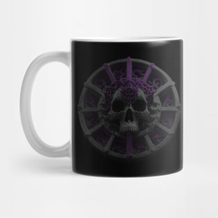 Resurrection Emblem with Jesus' skull with a crown of thorns and an Algiz life rune. Black & Purple Mug